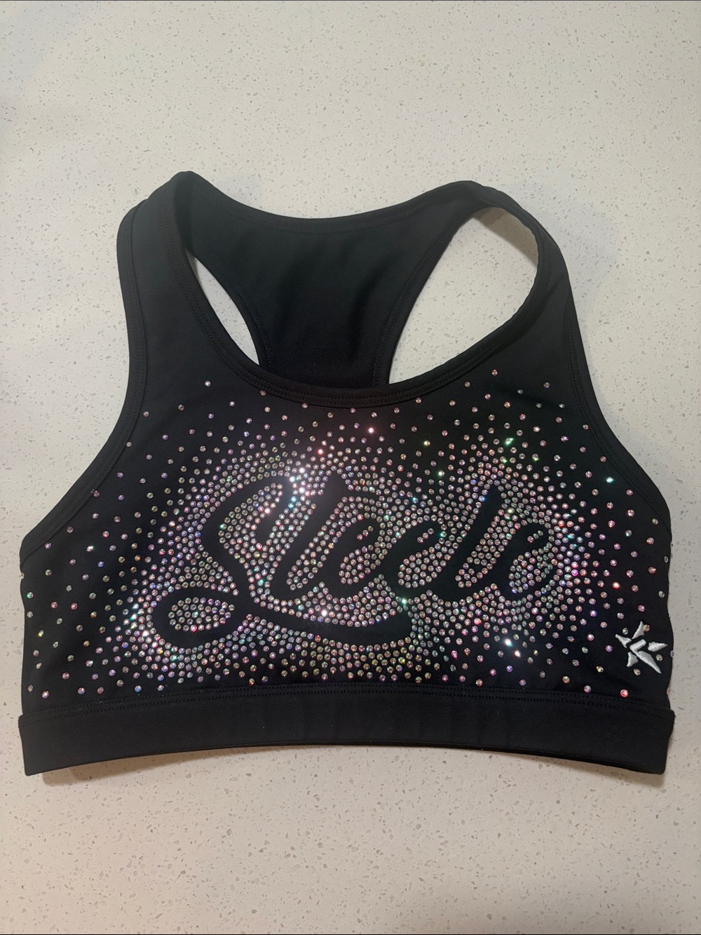 Rebel Athletic Black Rhinestone Sports Bra